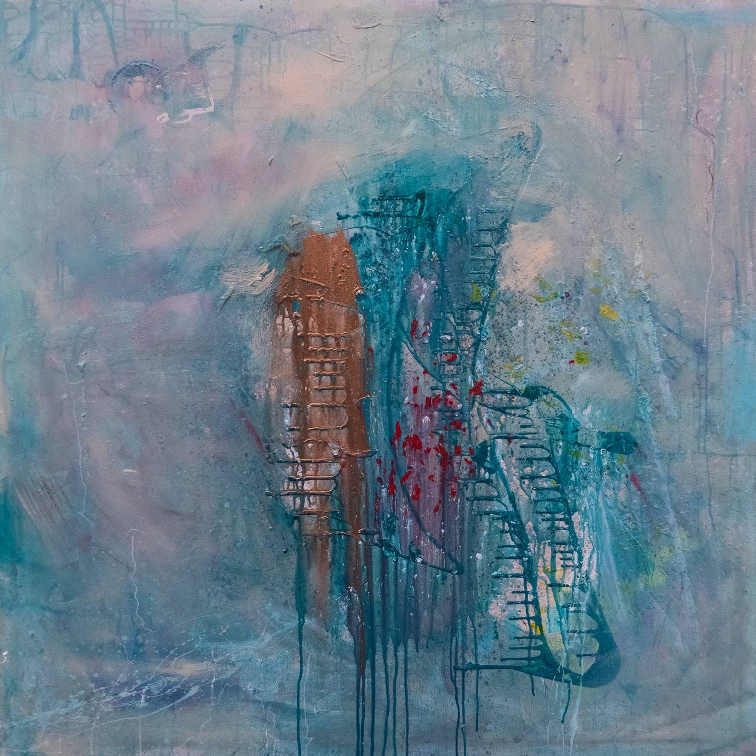 Rad 01, kombinovana tehnika, 130 × 130 cm, 2026