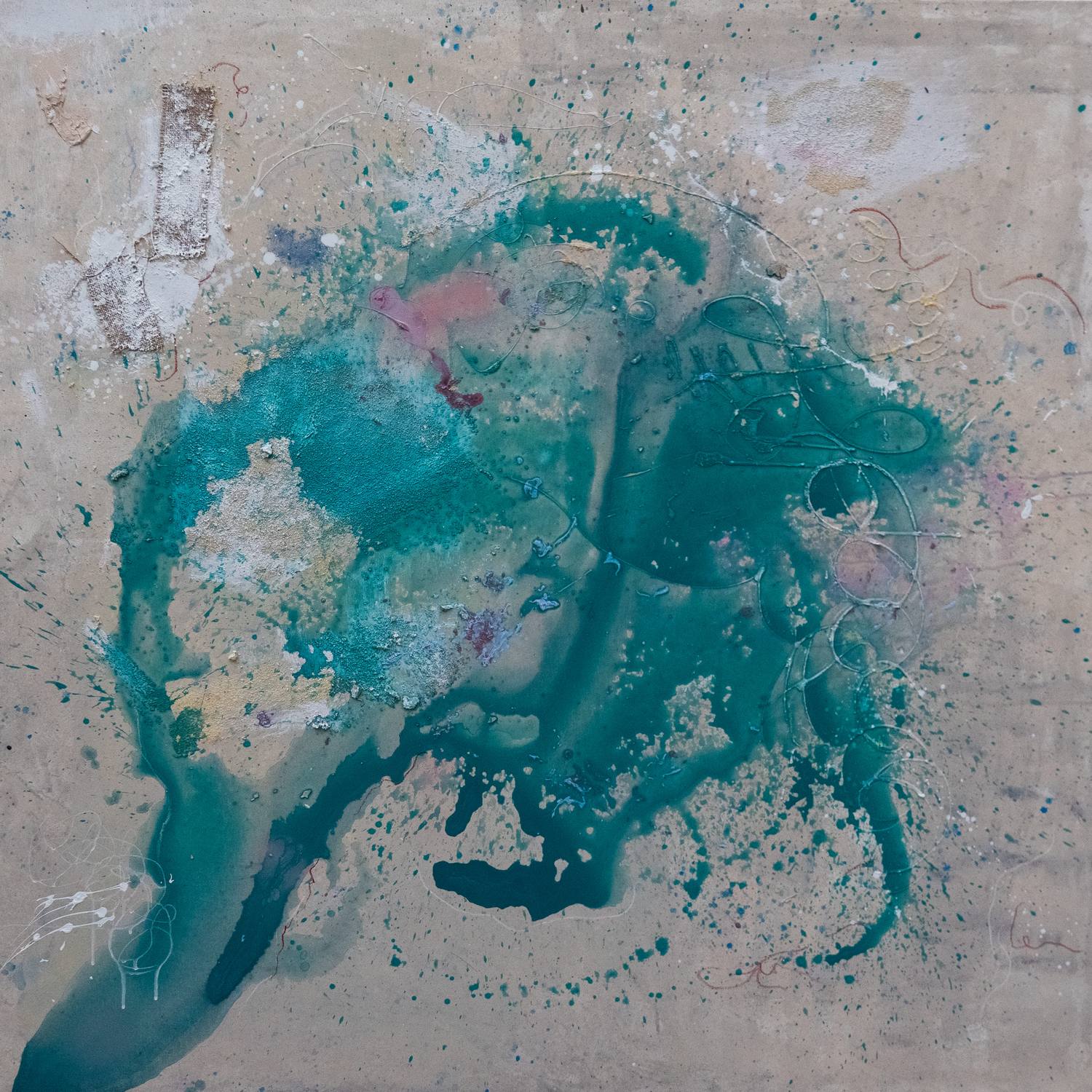 Rad 02, kombinovana tehnika, 130 × 130 cm, 2026