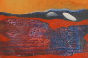 Maks Ernst, Arizona, frotaž i ulje na papiru, 9,5 x 14 cm, 1957.