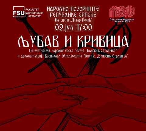 Izvođenje predstave „Ljubav i krivica” na sceni Narodnog pozorišta Republike Srpske
