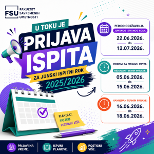 U toku je prijava ispita za junski ispitni rok 2025/2026.