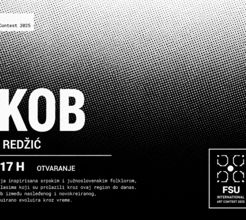 Pozivnica za otvaranje izložbe „Sukob“ Strahinja Redžić