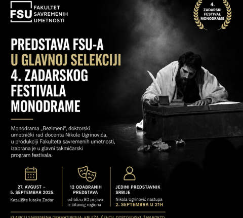 PREDSTAVA FSU-a U GLAVNOJ SELEKCIJI 4. ZADARSKOG FESTIVALA MONODRAME