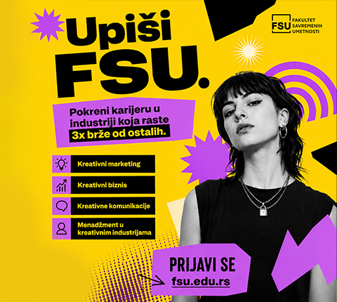 🎓 Pokreni karijeru u industriji koja raste 3x brže od ostalih – upiši FSU i postani lider kreativnih industrija!