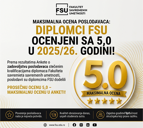 Maksimalna ocena poslodavaca: Diplomci FSU ocenjeni sa 5,0 u školskooj 2025/26. godini