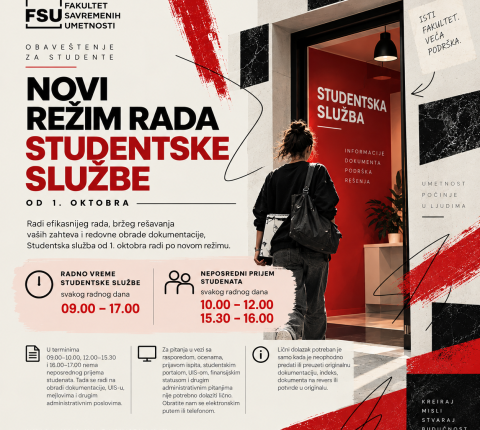 Studentska služba od 1. oktobra u novom režimu rada